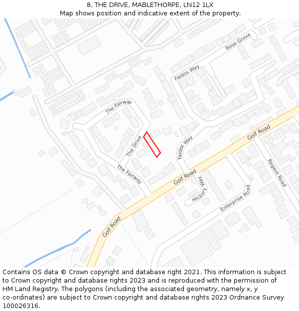 8, THE DRIVE, MABLETHORPE, LN12 1LX: Location map and indicative extent of plot