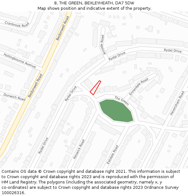 8, THE GREEN, BEXLEYHEATH, DA7 5DW: Location map and indicative extent of plot