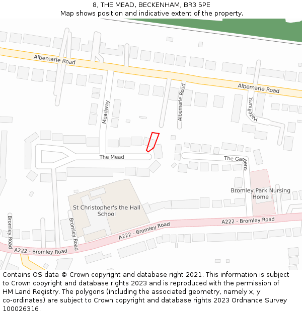 8, THE MEAD, BECKENHAM, BR3 5PE: Location map and indicative extent of plot