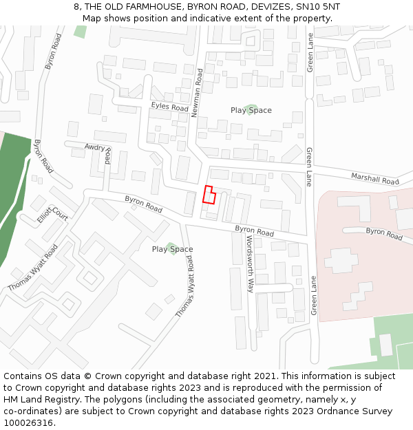 8, THE OLD FARMHOUSE, BYRON ROAD, DEVIZES, SN10 5NT: Location map and indicative extent of plot