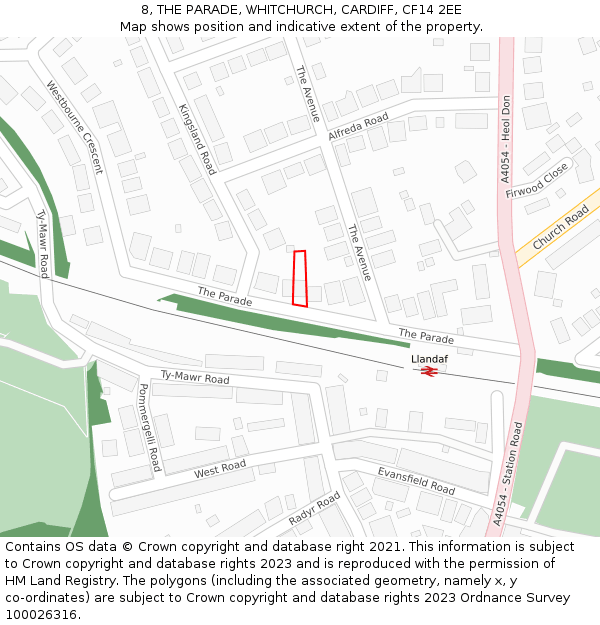 8, THE PARADE, WHITCHURCH, CARDIFF, CF14 2EE: Location map and indicative extent of plot