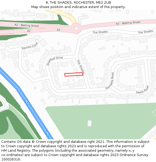 8, THE SHADES, ROCHESTER, ME2 2UB: Location map and indicative extent of plot