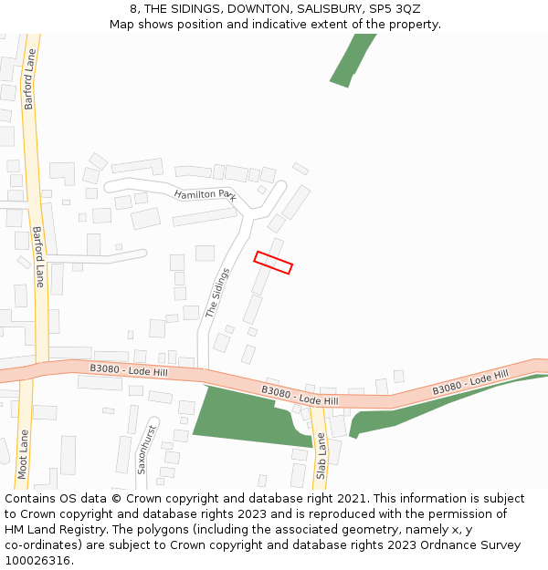 8, THE SIDINGS, DOWNTON, SALISBURY, SP5 3QZ: Location map and indicative extent of plot