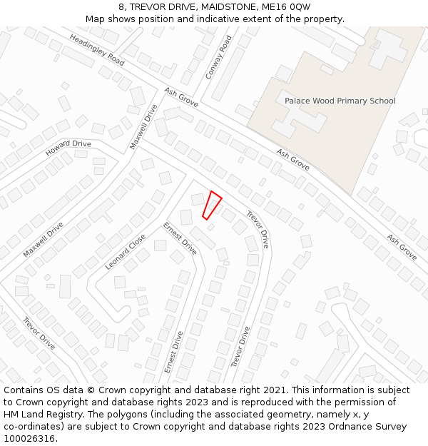 8, TREVOR DRIVE, MAIDSTONE, ME16 0QW: Location map and indicative extent of plot