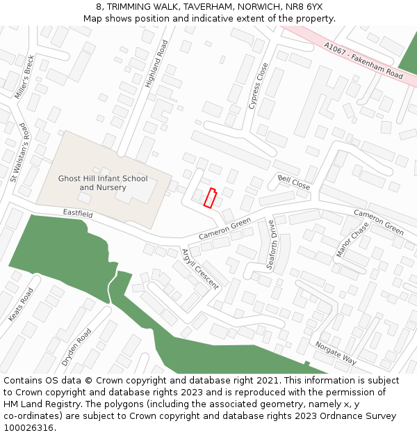 8, TRIMMING WALK, TAVERHAM, NORWICH, NR8 6YX: Location map and indicative extent of plot