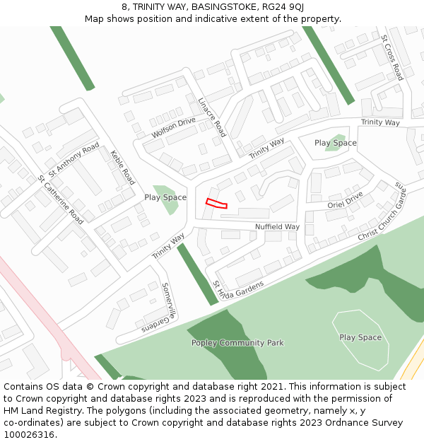 8, TRINITY WAY, BASINGSTOKE, RG24 9QJ: Location map and indicative extent of plot