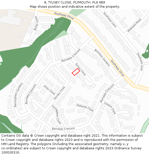 8, TYLNEY CLOSE, PLYMOUTH, PL6 6BX: Location map and indicative extent of plot