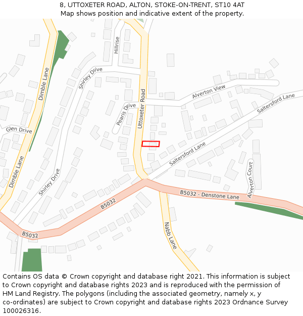 8, UTTOXETER ROAD, ALTON, STOKE-ON-TRENT, ST10 4AT: Location map and indicative extent of plot