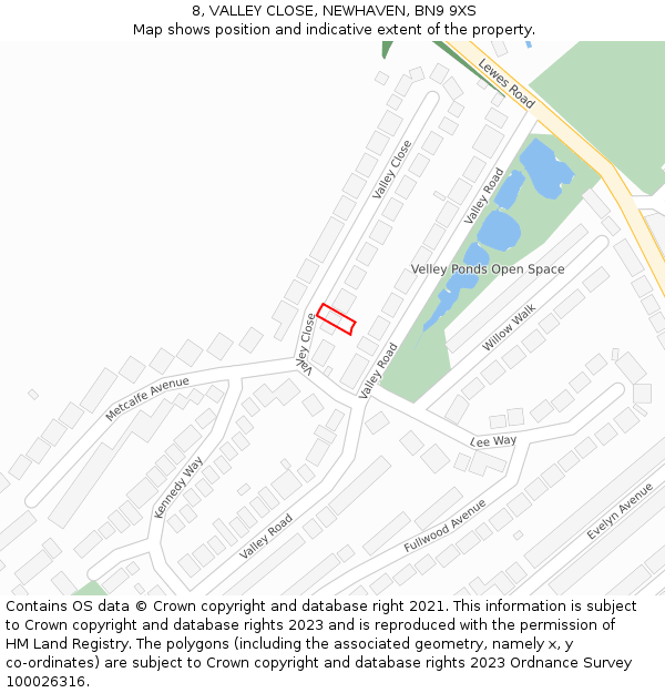 8, VALLEY CLOSE, NEWHAVEN, BN9 9XS: Location map and indicative extent of plot