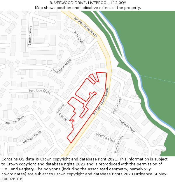 8, VERWOOD DRIVE, LIVERPOOL, L12 0QY: Location map and indicative extent of plot