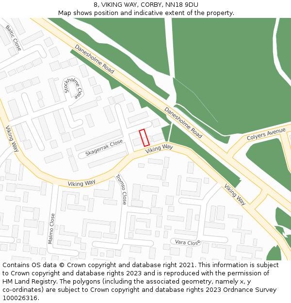 8, VIKING WAY, CORBY, NN18 9DU: Location map and indicative extent of plot