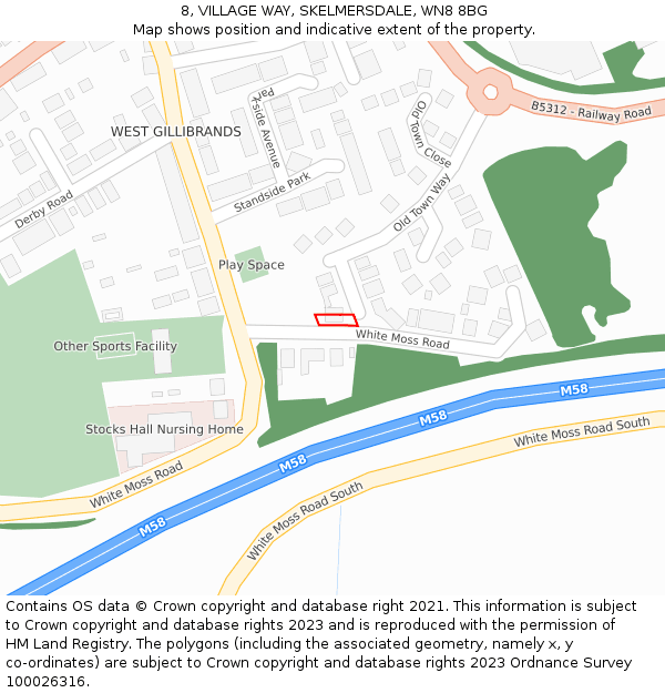 8, VILLAGE WAY, SKELMERSDALE, WN8 8BG: Location map and indicative extent of plot