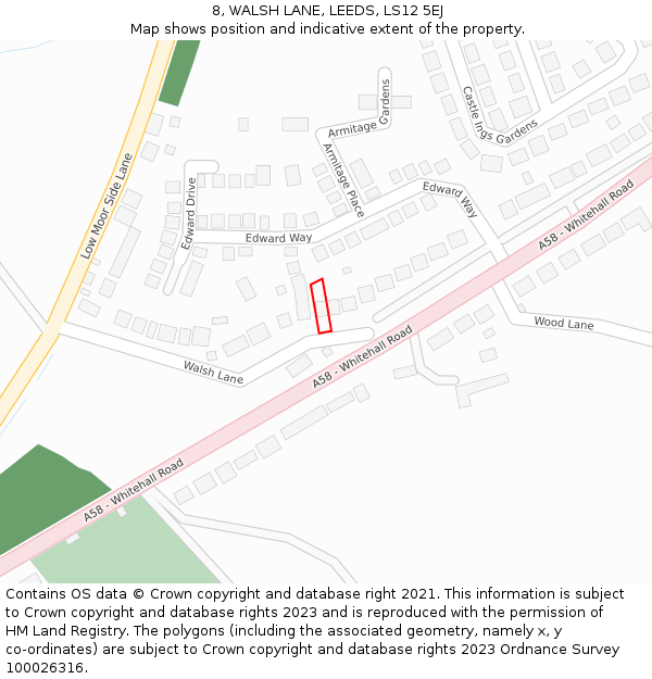 8, WALSH LANE, LEEDS, LS12 5EJ: Location map and indicative extent of plot