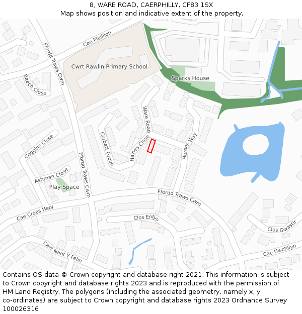 8, WARE ROAD, CAERPHILLY, CF83 1SX: Location map and indicative extent of plot