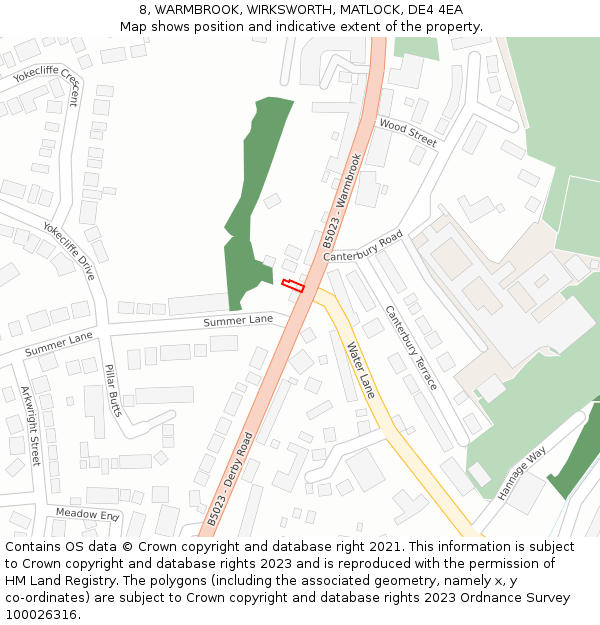 8, WARMBROOK, WIRKSWORTH, MATLOCK, DE4 4EA: Location map and indicative extent of plot