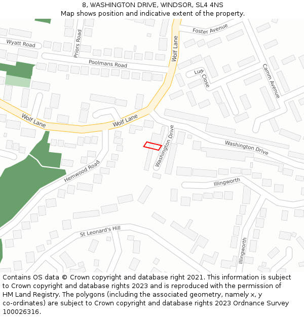 8, WASHINGTON DRIVE, WINDSOR, SL4 4NS: Location map and indicative extent of plot