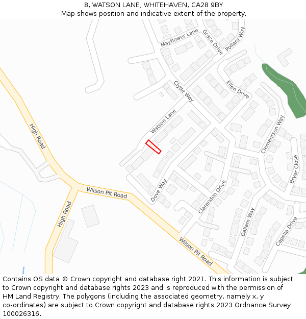 8, WATSON LANE, WHITEHAVEN, CA28 9BY: Location map and indicative extent of plot