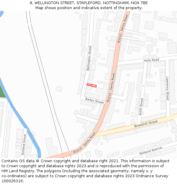 8, WELLINGTON STREET, STAPLEFORD, NOTTINGHAM, NG9 7BE: Location map and indicative extent of plot