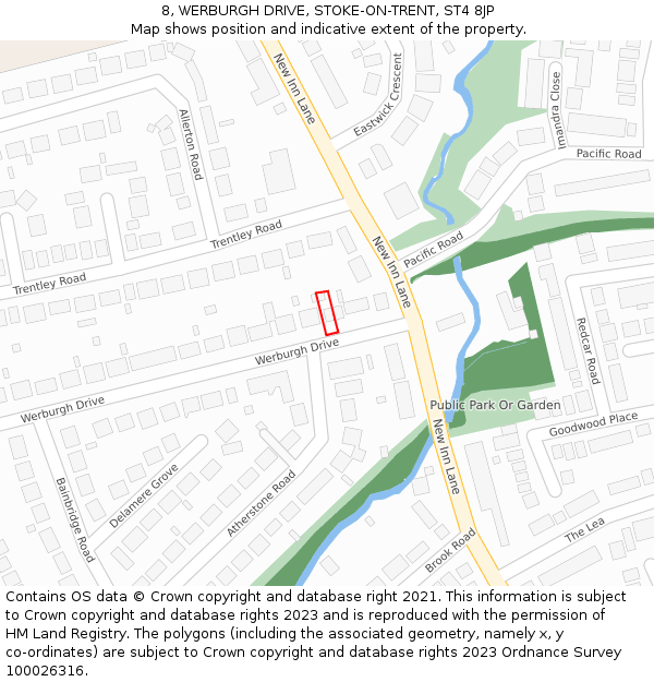 8, WERBURGH DRIVE, STOKE-ON-TRENT, ST4 8JP: Location map and indicative extent of plot