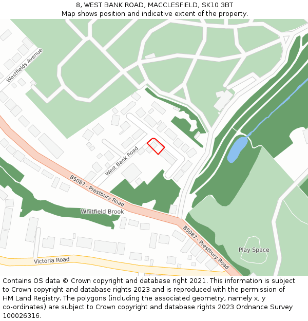 8, WEST BANK ROAD, MACCLESFIELD, SK10 3BT: Location map and indicative extent of plot