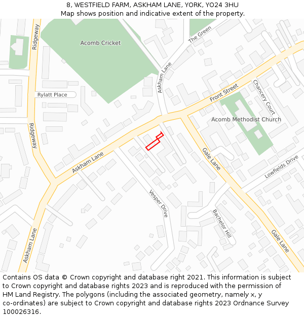 8, WESTFIELD FARM, ASKHAM LANE, YORK, YO24 3HU: Location map and indicative extent of plot