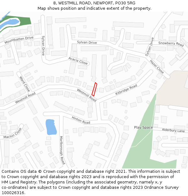 8, WESTMILL ROAD, NEWPORT, PO30 5RG: Location map and indicative extent of plot