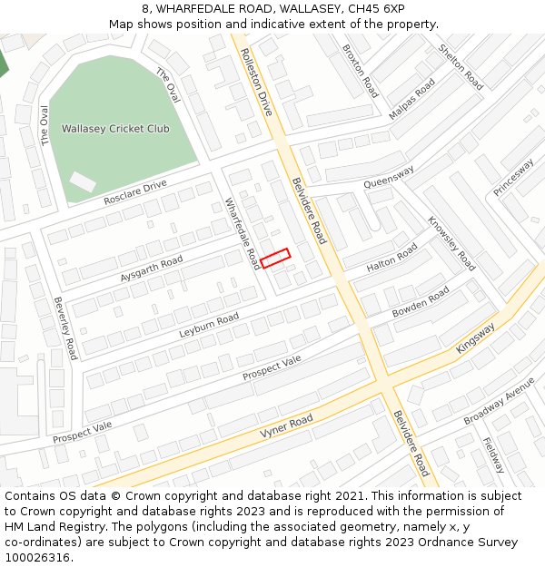 8, WHARFEDALE ROAD, WALLASEY, CH45 6XP: Location map and indicative extent of plot