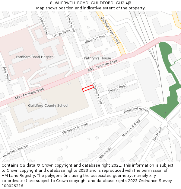 8, WHERWELL ROAD, GUILDFORD, GU2 4JR: Location map and indicative extent of plot