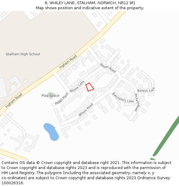 8, WHILEY LANE, STALHAM, NORWICH, NR12 9FJ: Location map and indicative extent of plot