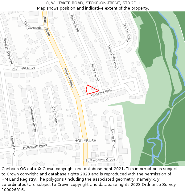 8, WHITAKER ROAD, STOKE-ON-TRENT, ST3 2DH: Location map and indicative extent of plot