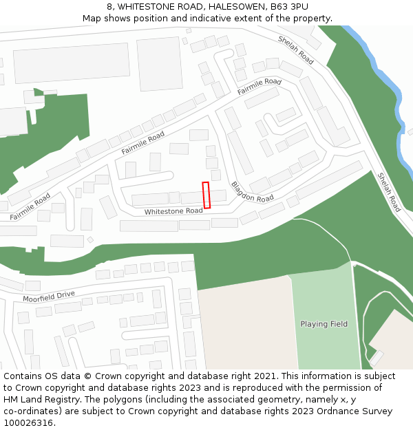 8, WHITESTONE ROAD, HALESOWEN, B63 3PU: Location map and indicative extent of plot