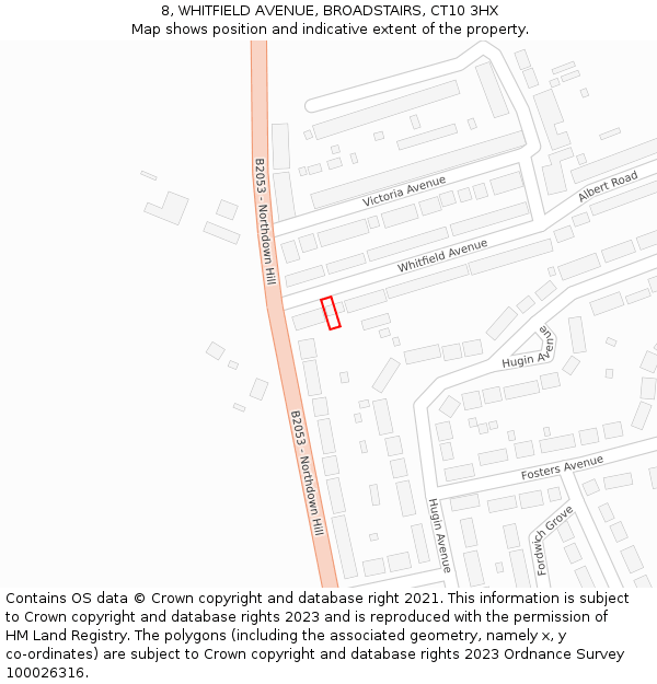 8, WHITFIELD AVENUE, BROADSTAIRS, CT10 3HX: Location map and indicative extent of plot