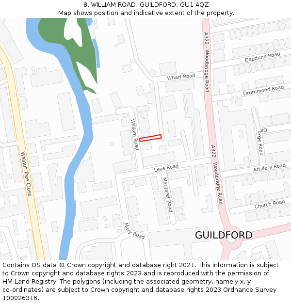 8, WILLIAM ROAD, GUILDFORD, GU1 4QZ: Location map and indicative extent of plot