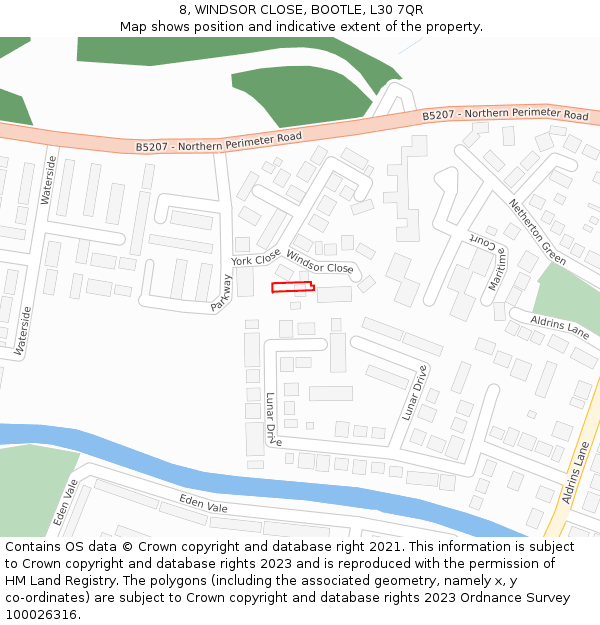 8, WINDSOR CLOSE, BOOTLE, L30 7QR: Location map and indicative extent of plot