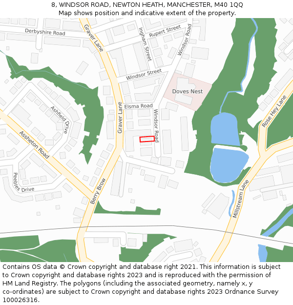 8, WINDSOR ROAD, NEWTON HEATH, MANCHESTER, M40 1QQ: Location map and indicative extent of plot