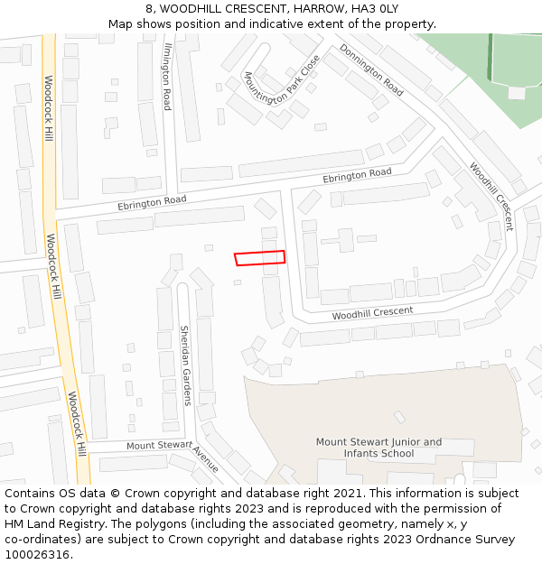 8, WOODHILL CRESCENT, HARROW, HA3 0LY: Location map and indicative extent of plot