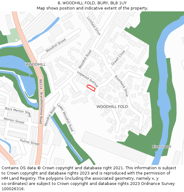 8, WOODHILL FOLD, BURY, BL8 1UY: Location map and indicative extent of plot