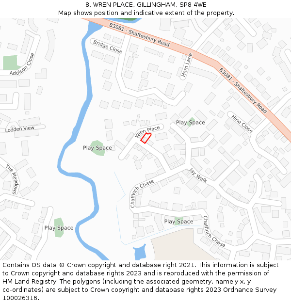 8, WREN PLACE, GILLINGHAM, SP8 4WE: Location map and indicative extent of plot