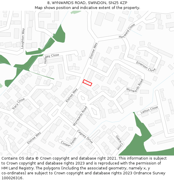 8, WYNWARDS ROAD, SWINDON, SN25 4ZP: Location map and indicative extent of plot