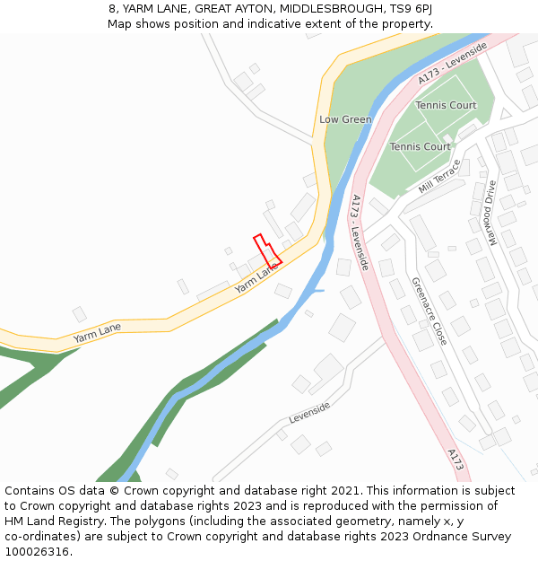 8, YARM LANE, GREAT AYTON, MIDDLESBROUGH, TS9 6PJ: Location map and indicative extent of plot