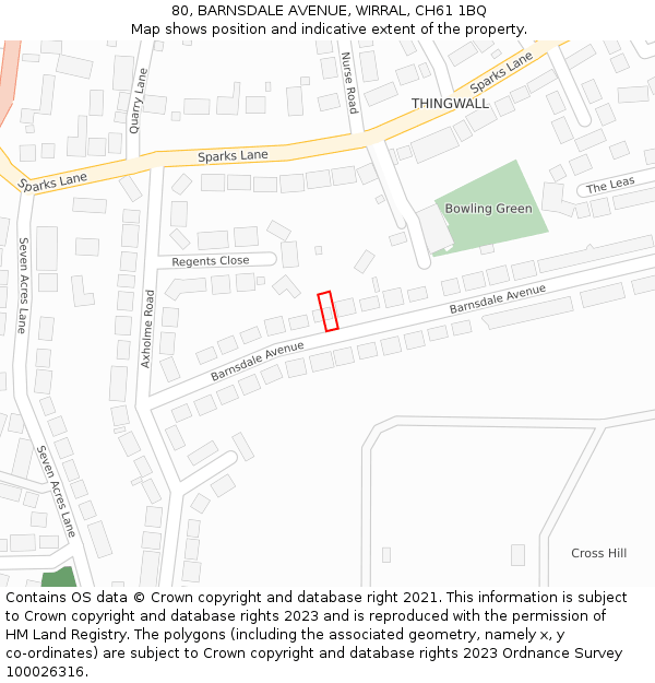 80, BARNSDALE AVENUE, WIRRAL, CH61 1BQ: Location map and indicative extent of plot