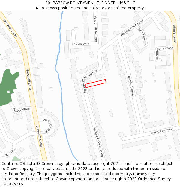 80, BARROW POINT AVENUE, PINNER, HA5 3HG: Location map and indicative extent of plot