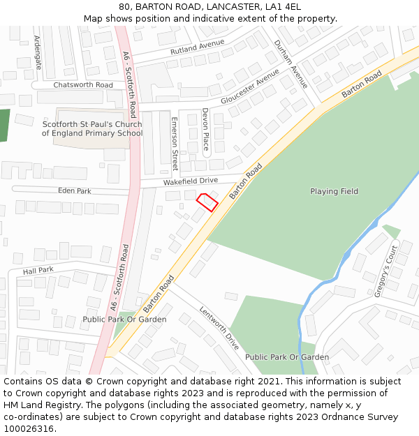 80, BARTON ROAD, LANCASTER, LA1 4EL: Location map and indicative extent of plot