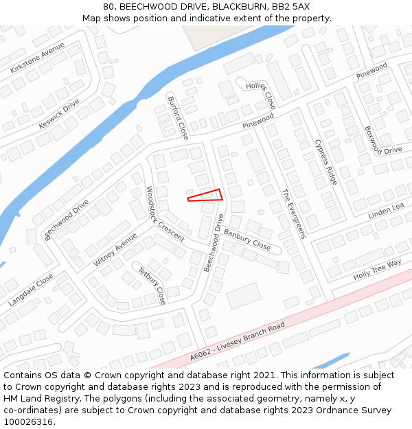 80, BEECHWOOD DRIVE, BLACKBURN, BB2 5AX: Location map and indicative extent of plot