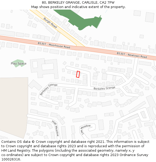 80, BERKELEY GRANGE, CARLISLE, CA2 7PW: Location map and indicative extent of plot
