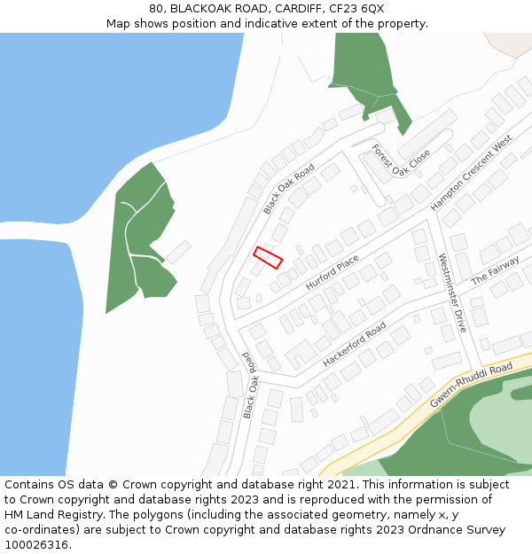 80, BLACKOAK ROAD, CARDIFF, CF23 6QX: Location map and indicative extent of plot