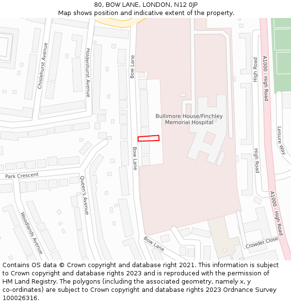 80, BOW LANE, LONDON, N12 0JP: Location map and indicative extent of plot