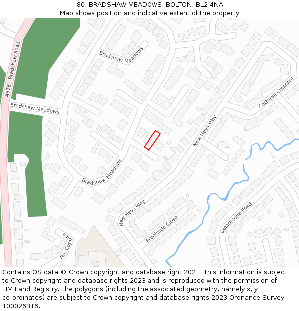 80, BRADSHAW MEADOWS, BOLTON, BL2 4NA: Location map and indicative extent of plot