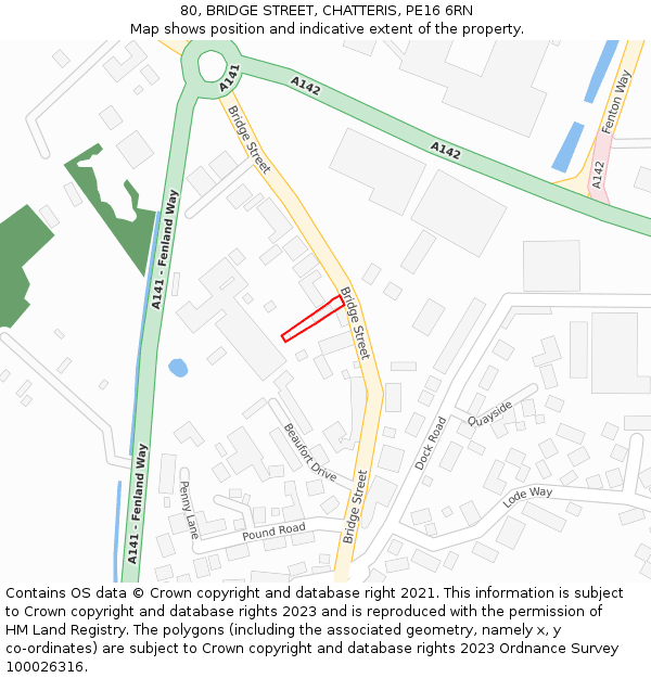 80, BRIDGE STREET, CHATTERIS, PE16 6RN: Location map and indicative extent of plot