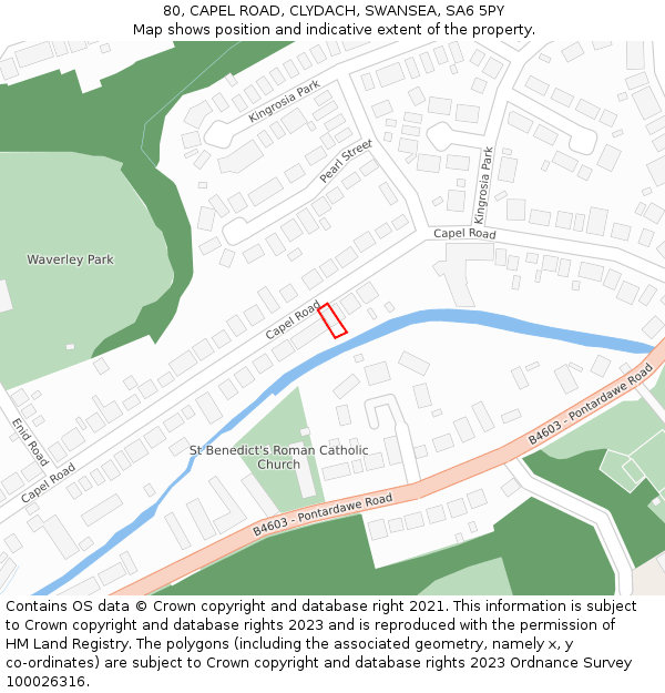 80, CAPEL ROAD, CLYDACH, SWANSEA, SA6 5PY: Location map and indicative extent of plot